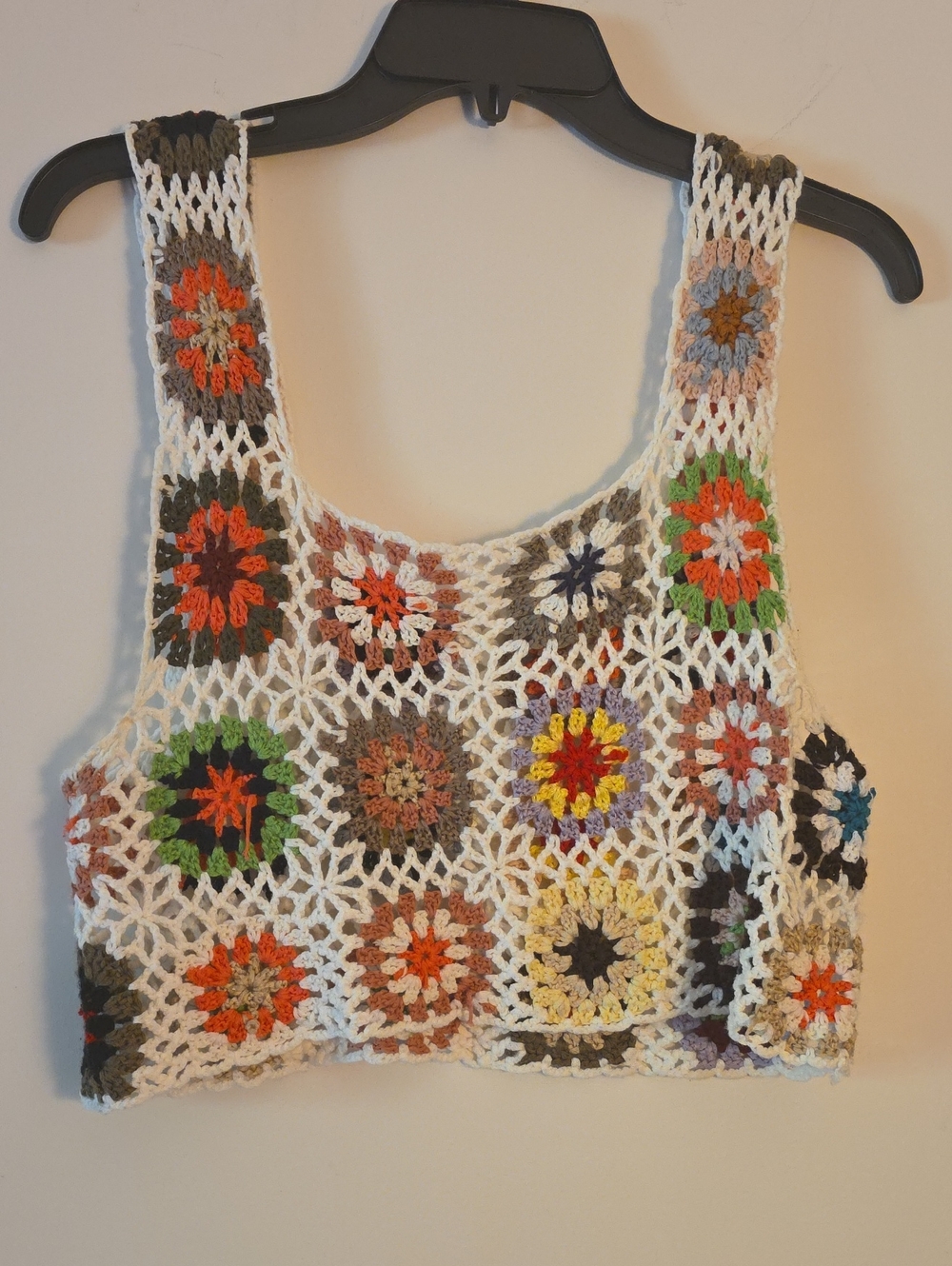 White Crochet Floral Patchwork Crop Top